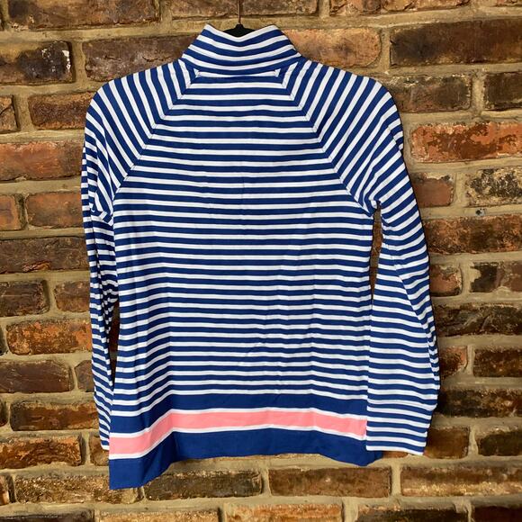Lilly Pulitzer Skipper Popover Navy Blue Striped Half-Zip Sweatshirt Size XS - Picture 8 of 8
